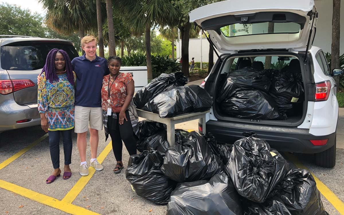 Shoe collection volunteers